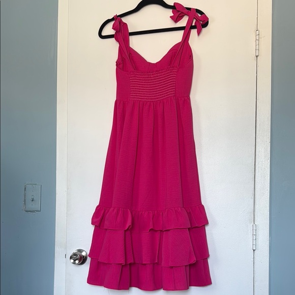 Pink Ruffled Midi Dress - Picture 5 of 6
